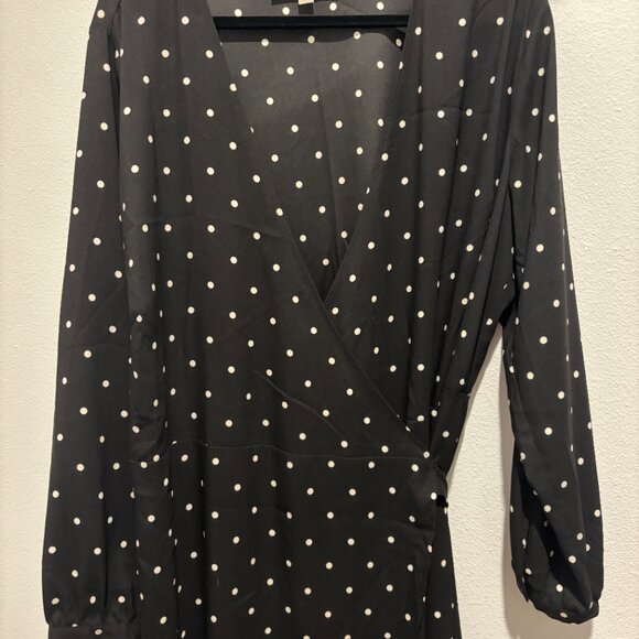 Loft Plus Black and White Polka Dot Wrap Dress - Picture 4 of 5